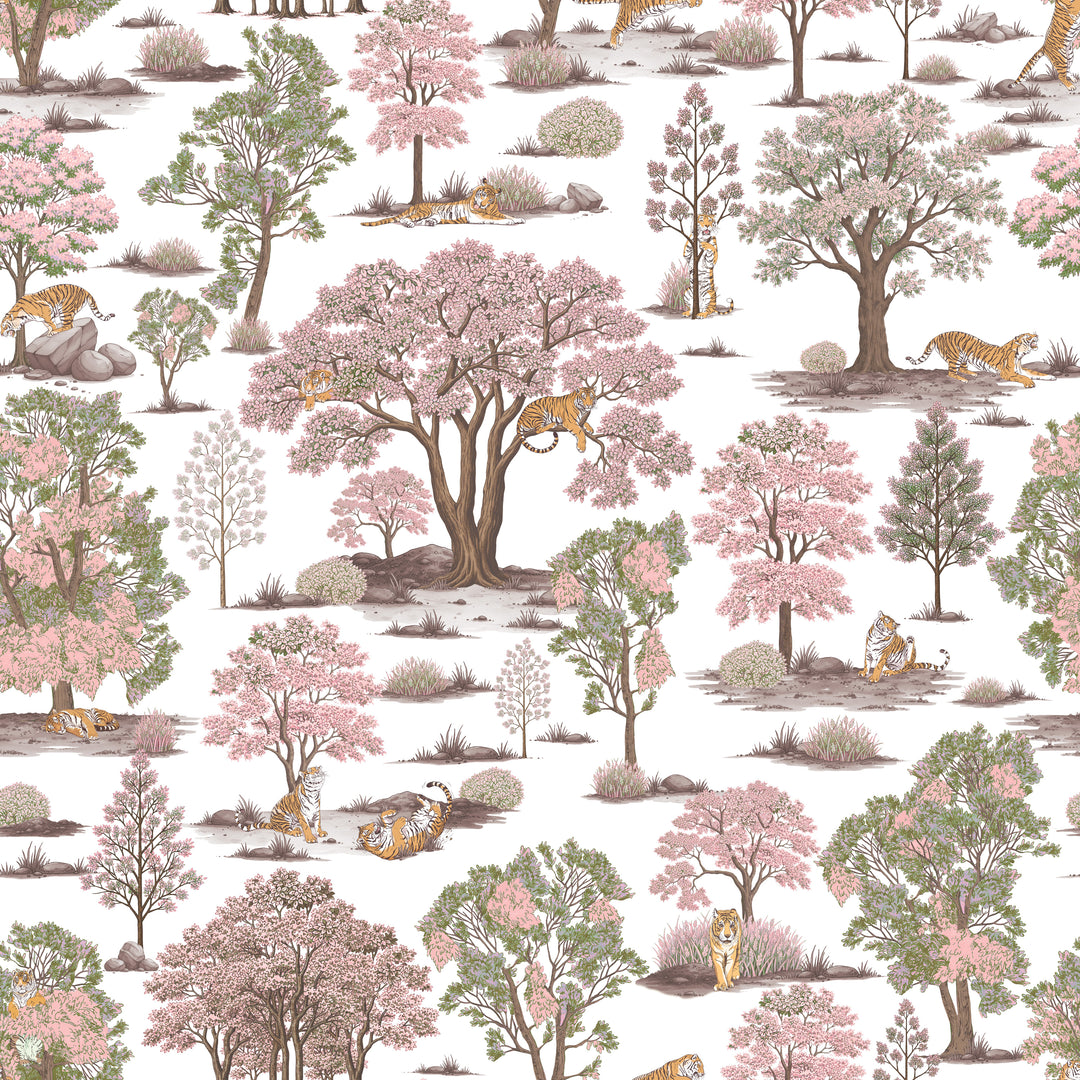 Tiger In The Woods - Pink & Green