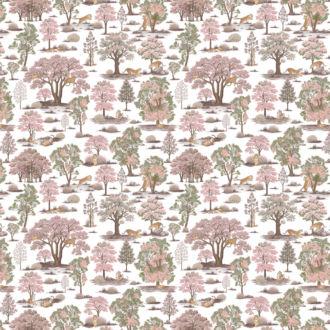 Tiger In The Woods - Pink & Green