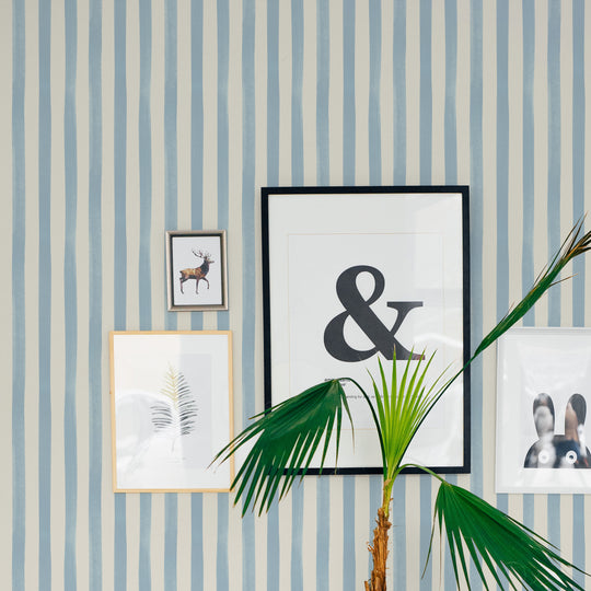 Watercolour Stripes - Powder Blue & Cream