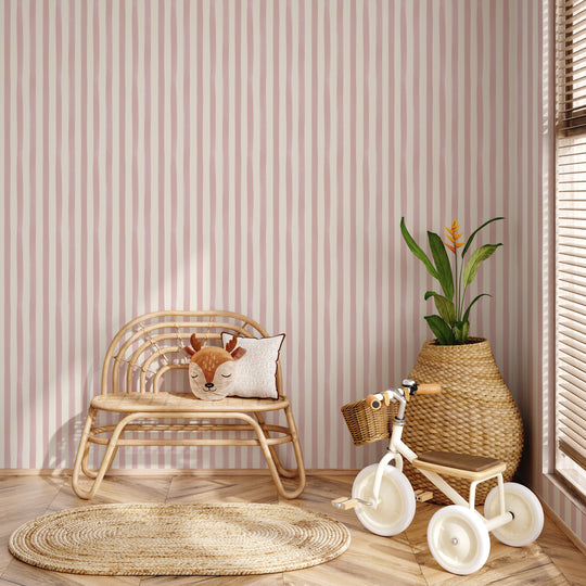 Watercolour Stripes - Candy & Cream