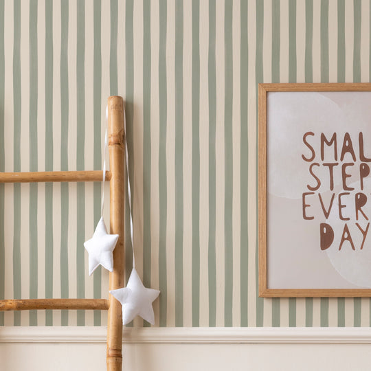 Watercolour Stripes - Sage & Cream