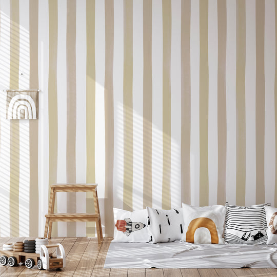 Watercolour Stripes Large - Fawn & Mustard