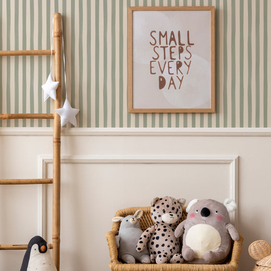 Watercolour Stripes - Sage & Cream