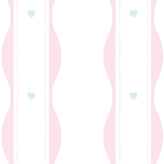 Scallopped Ribbons - Pink With Blue Hearts