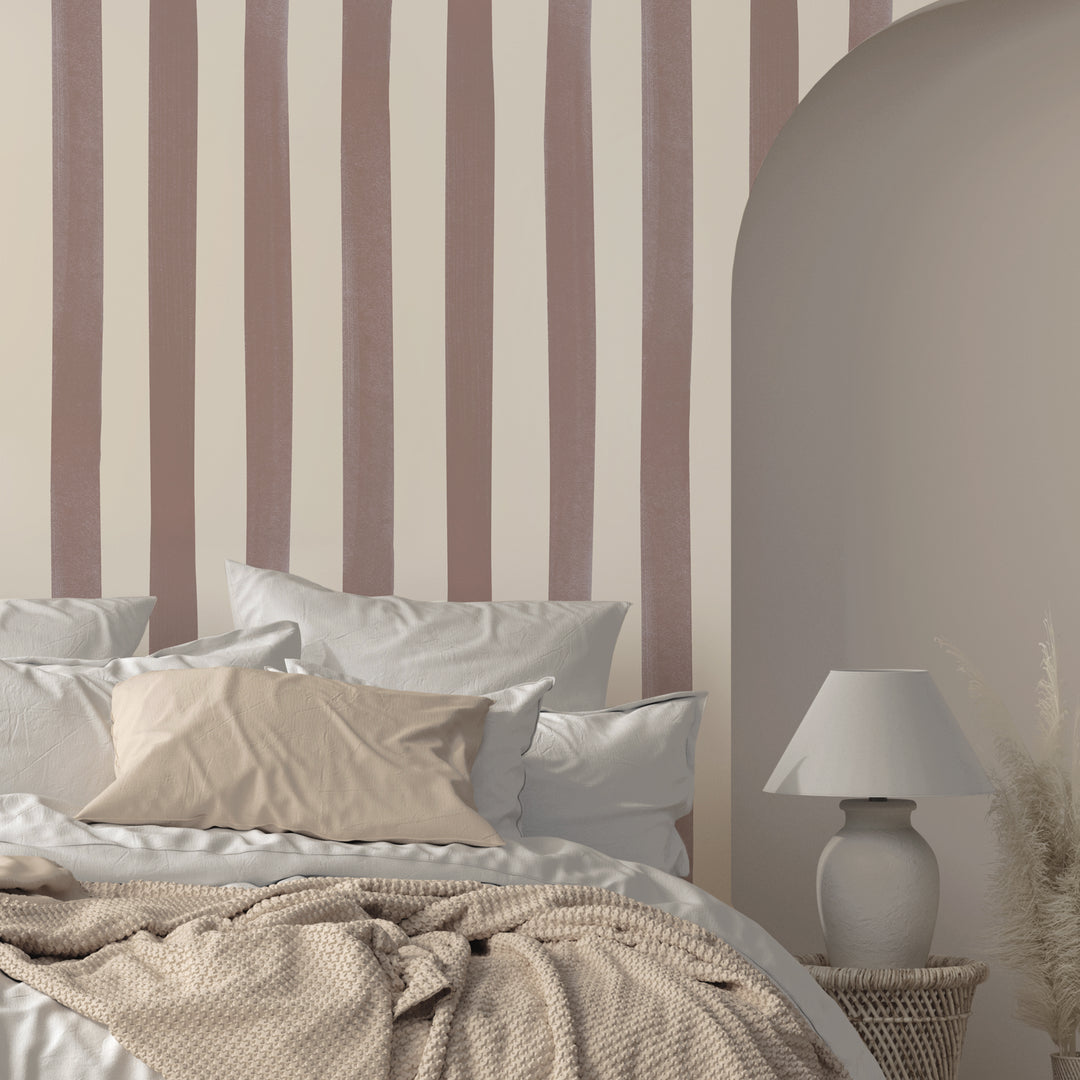 Watercolour Stripes Large - Chocolate & Cream