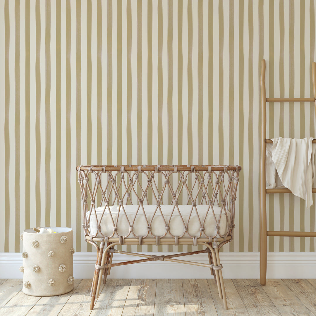 Watercolour Stripes - Mustard & Cream