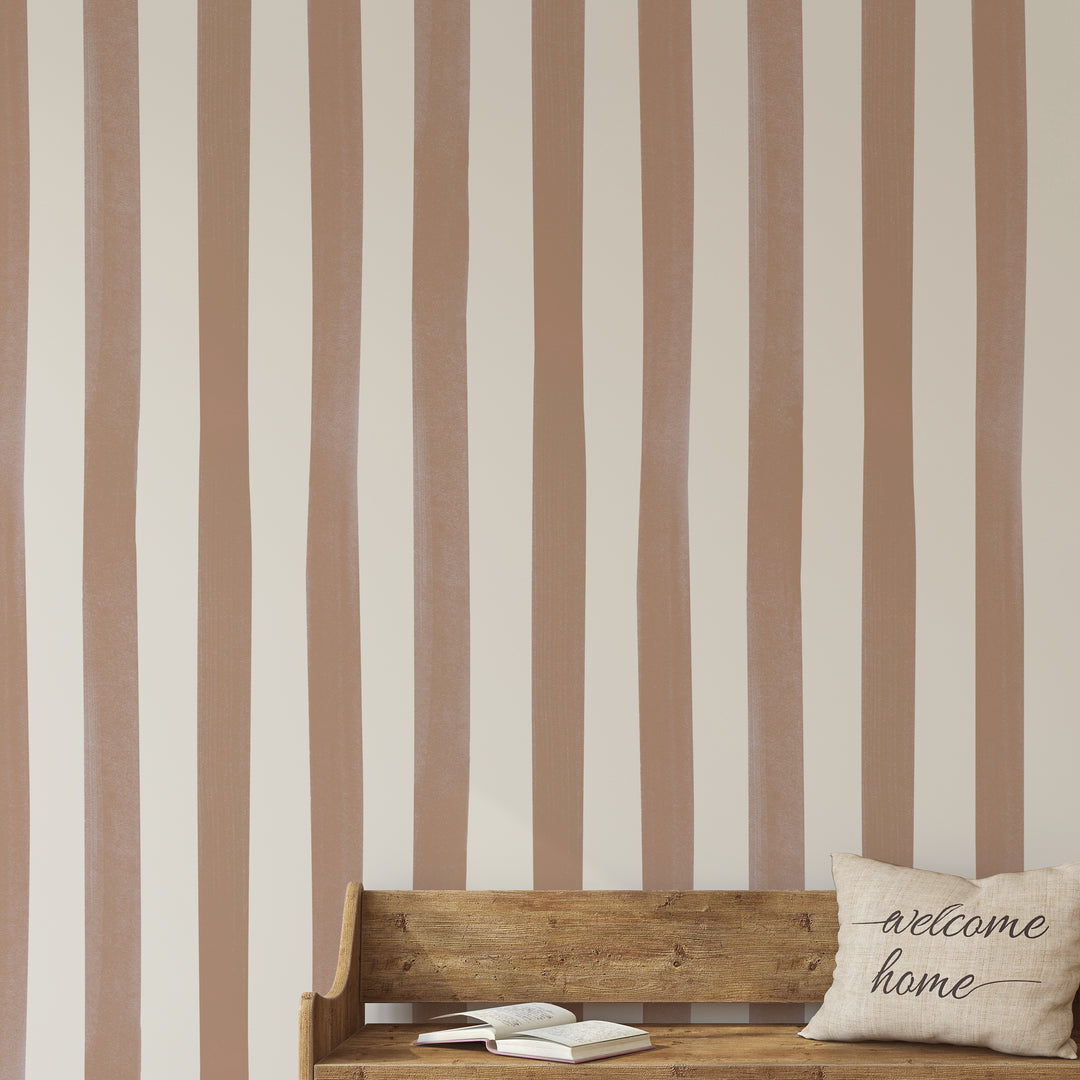 Watercolour Stripes Large - Terracotta & Cream