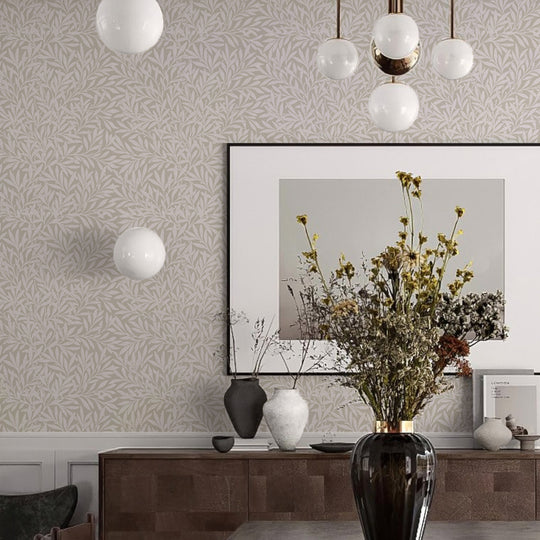 White Lily Leaves on Beige