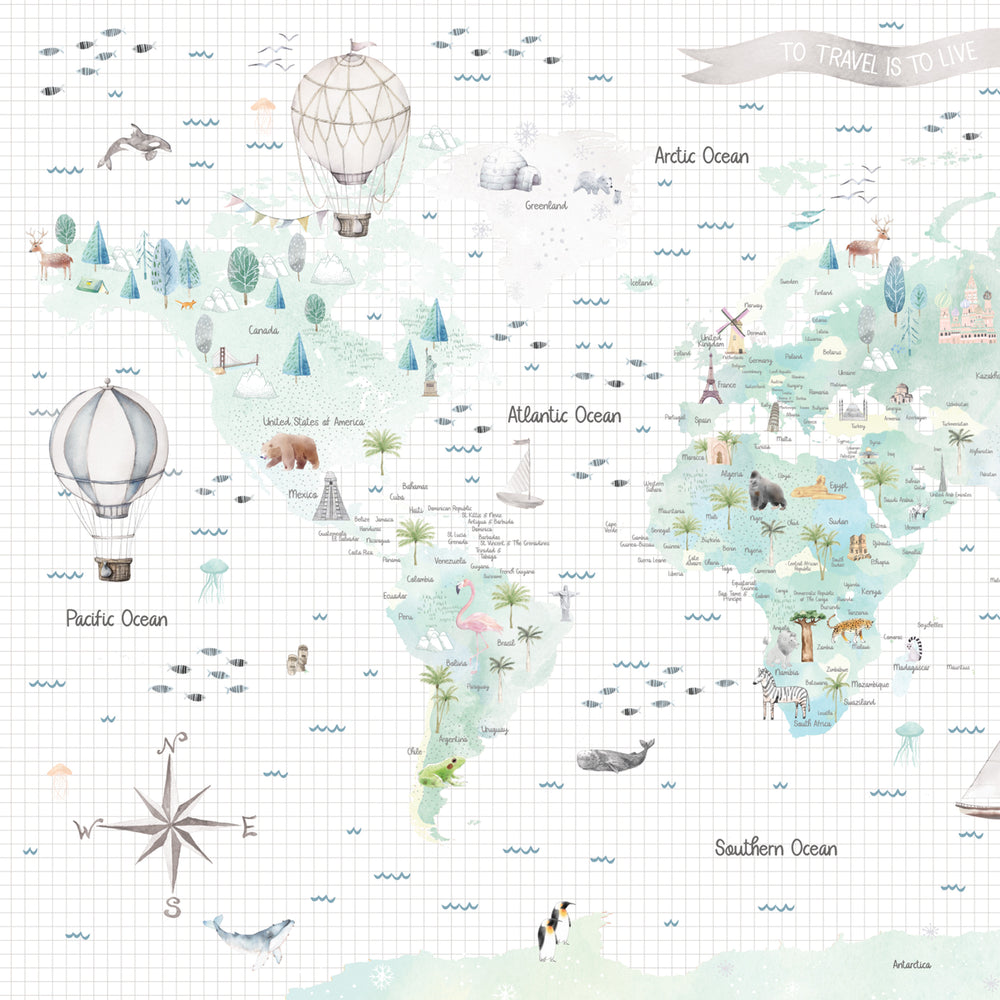 Watercolour Customisable World Map