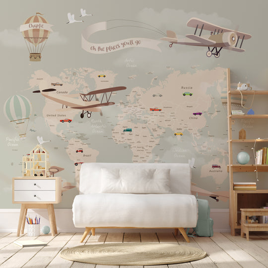 Vintage World Map for Kids