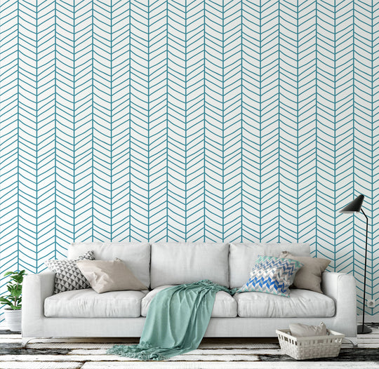 ocean Blue Herringbone