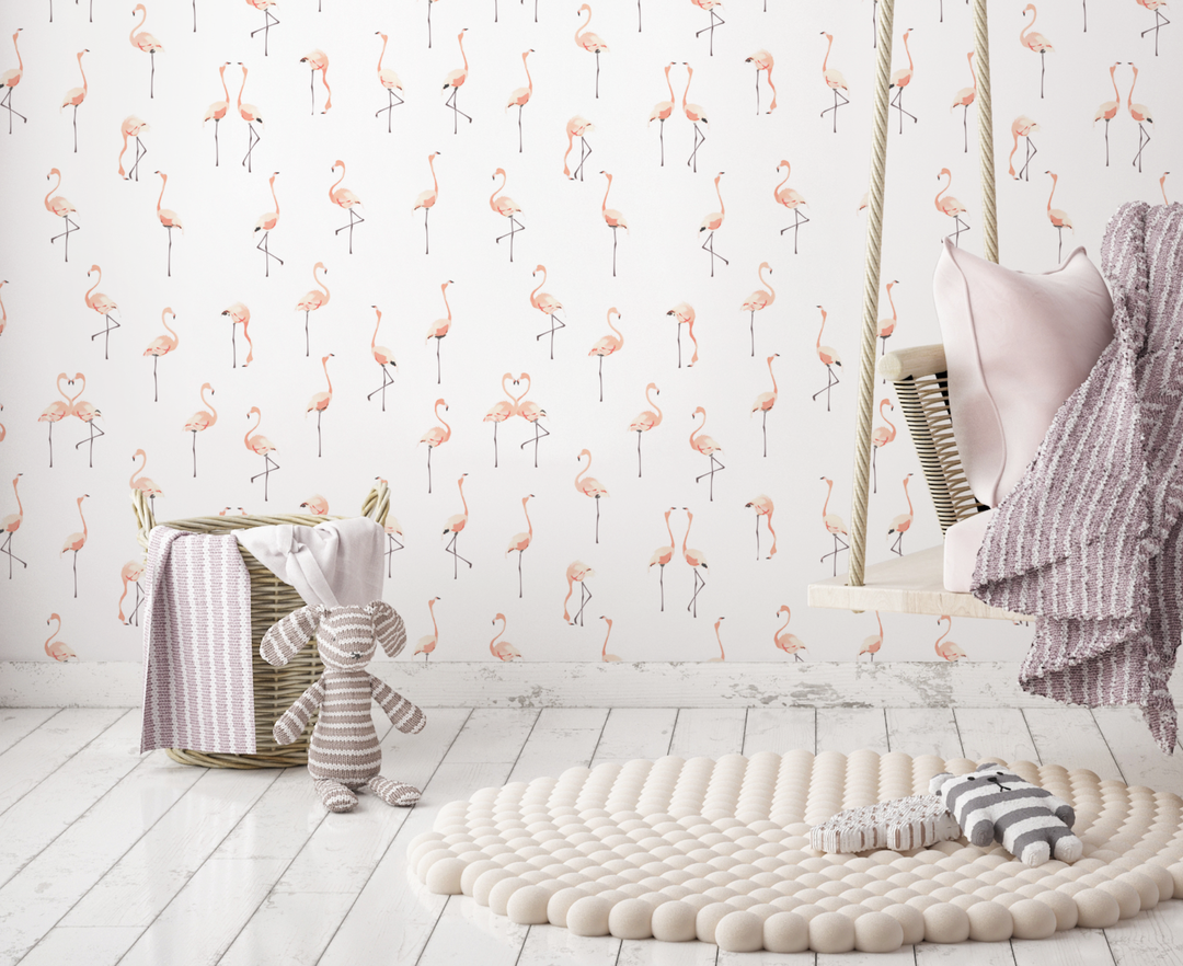 Pink Flamingos on White