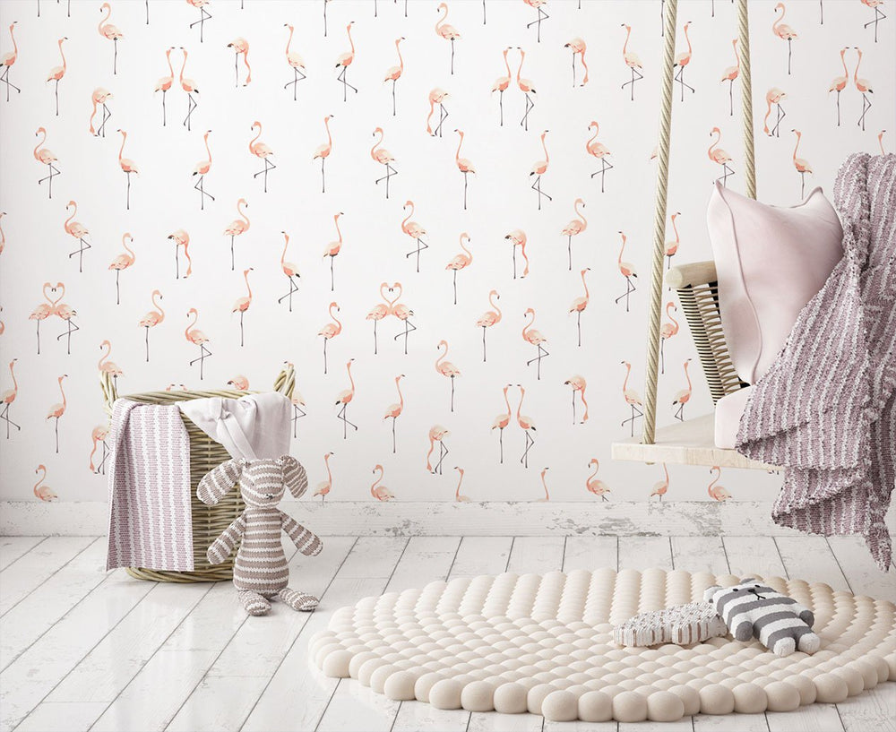 Pink Flamingos on White