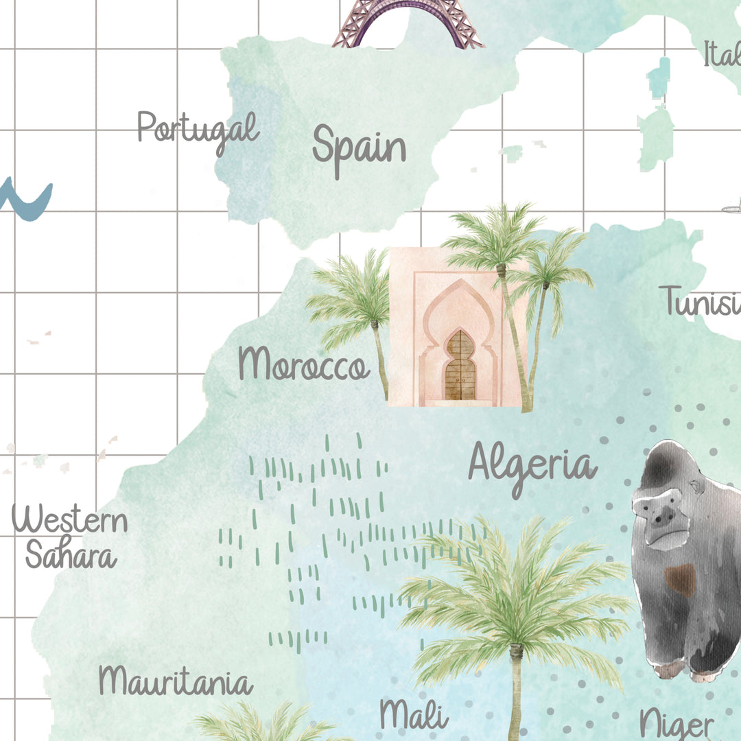 Watercolour Customisable World Map