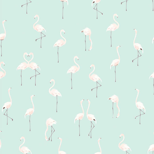 Pale Pink Flamingos on Mint